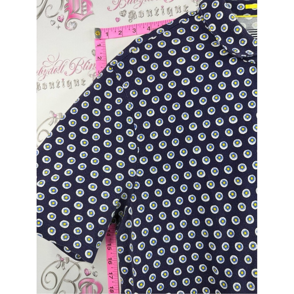 Ted Baker London Navy Polo with White & yellow Dot Motif button up - Picture 4 of 8